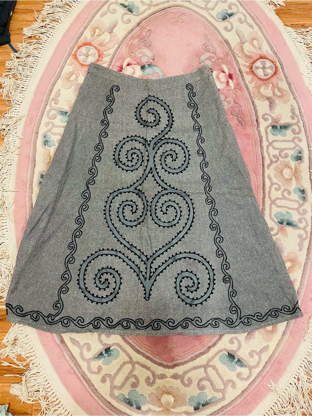 Gray A-Line Embroidered Women’s Skirt